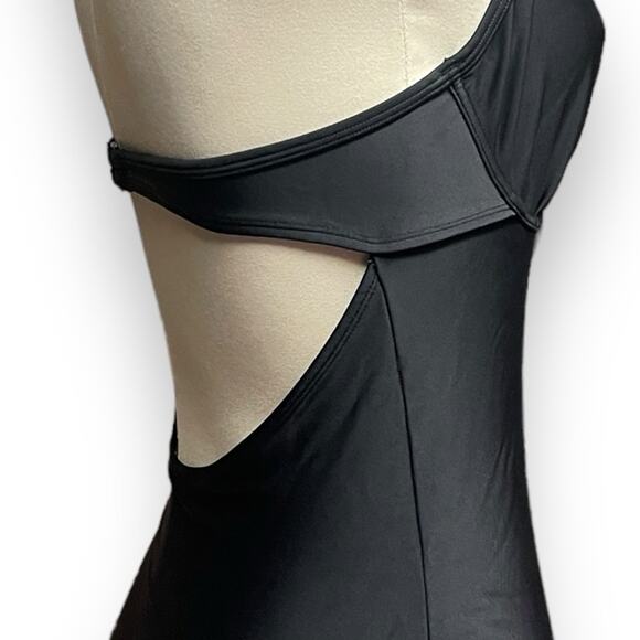Old Navy‎ Bandeau-Style Halter Ruffle Trim Swimsuit Black Medium - Picture 7 of 9